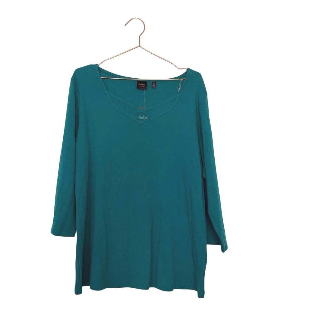 Rafaella Teal 3/4 Sleeve Women's Top